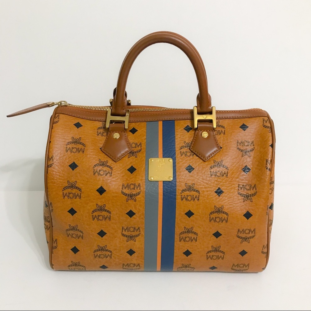 MCM Brown and Blue Satchel